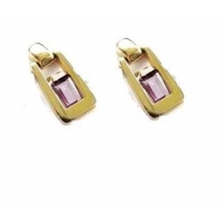 14Kt Yellow Gold Emerald Cut Amethyst Door Knocker Earrings (4.70gr) 14Kt Yellow Gold Emerald Cut Amethyst Door Knocker Earrings (4.70gr)